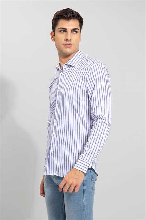 Buy Men's Cairo Blue Giza Stripe Shirt Online | SNITCH