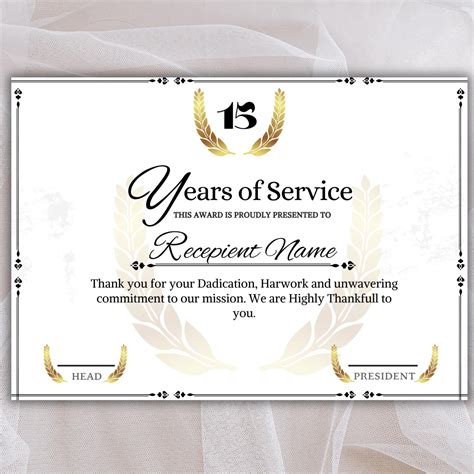 Editable Years of Service Award Certificate, Employee Work, Anniversary Award, Certificate of ...