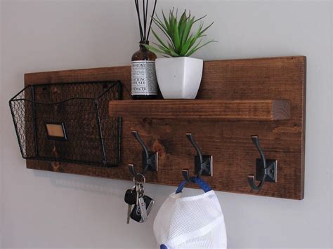 Rustic Entryway Coat Rack Shelf with Magazine Basket and 3 | Etsy in ...