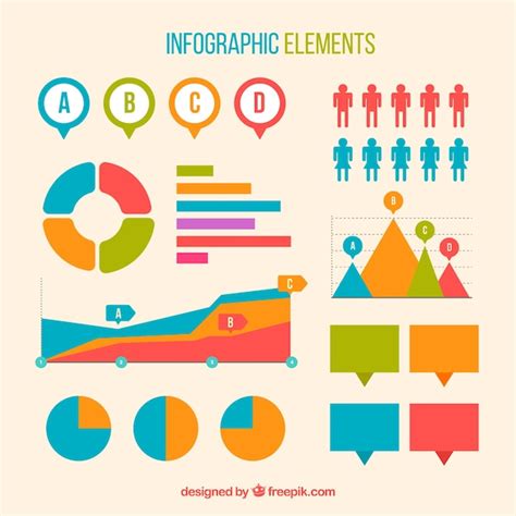 Colorful set of flat infographic elements | Free Vector