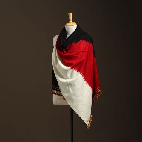 Multicolor Kutch Handwoven Merino Wool Bandhani Tie-Dye Shawl