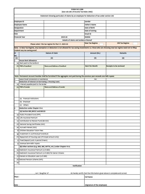 Image result for Form 12BB Submission