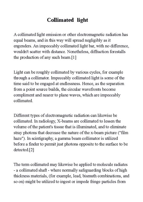 Collimated light - Ifah - Collimated light A collimated light emission ...
