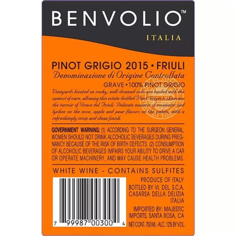 Benvolio Friuli Pinot Grigio White Wine - Shop Wine at H-E-B