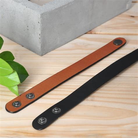 Minimal genuine leather wrist bands - set of 2 (black+ Tan Brown ...