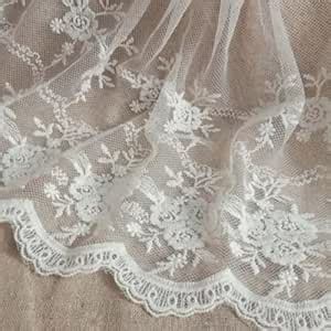 Creamy White 3 Yards Retro Floral Embroidered Mesh Lace Fabric Wedding ...