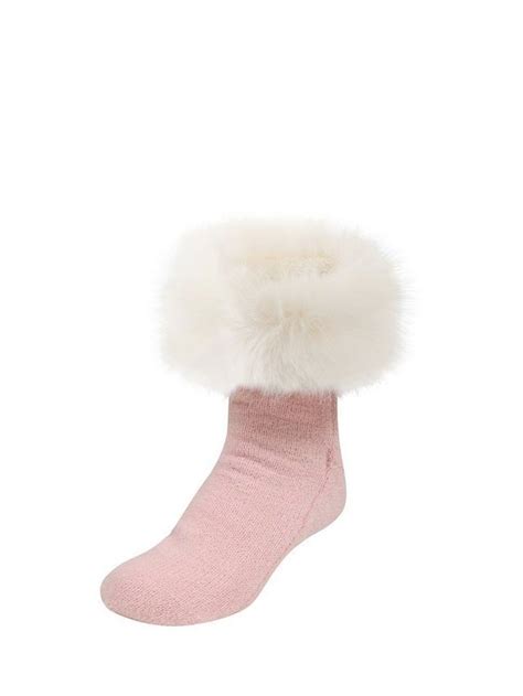 HotSquash Hearts Cosy Slipper Socks, Baby Pink