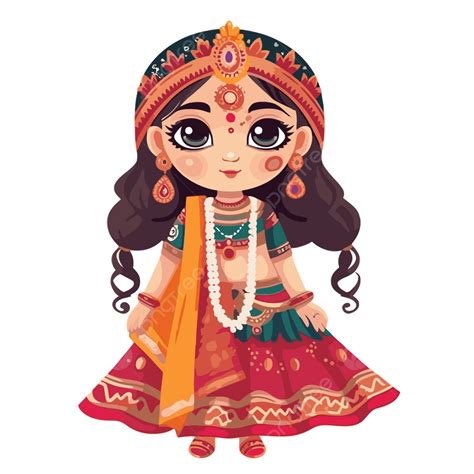 Navratri Clipart Girl Dressed In Traditional Indian Clothing Vector ...