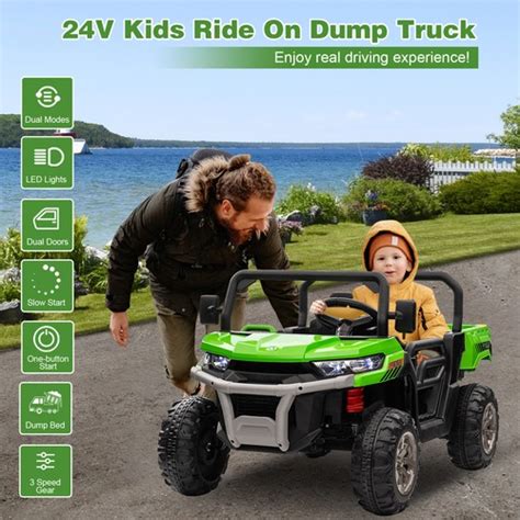Buy COLOR TREE 24V 2 Seater Ride On Dump Truck Kids Electric Car ...