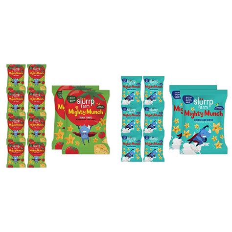 Slurrp Farm Healthy Snacks for Kids | Mighty Puff Tangy Tomato| 10 X ...