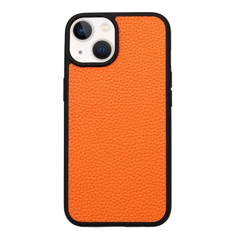 Orange Pebble Real Leather iPhone 14 Series Case – shoppetite.com