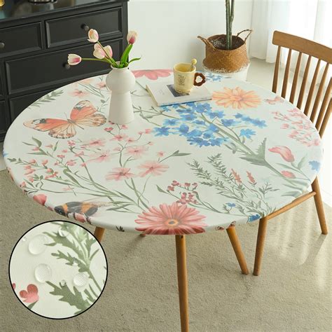 Round Fitted Tablecloth with Elastic Edge,Elastic Waterproof Plastic ...