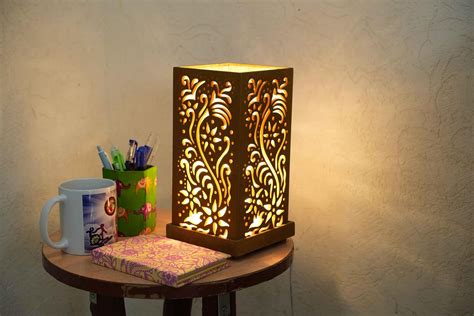 Buy Daksha Wooden Table Lamp Arabian Table Lamp with Creative Laser ...