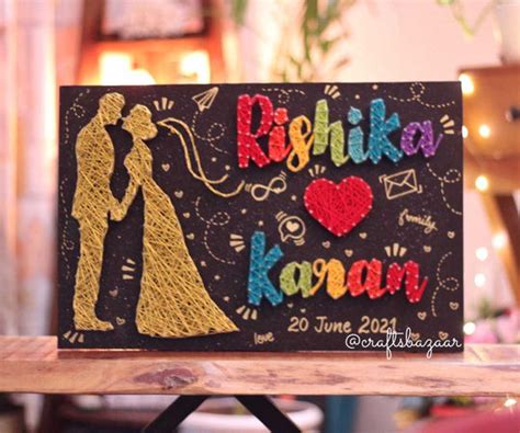 Golden Couple- Names String Art | Handcrafted Home Decor – Craftsbazaar