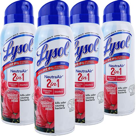 Lysol Disinfectant Spray Spray Neutra Air, 4 Pack, Summer Breeze Scent ...