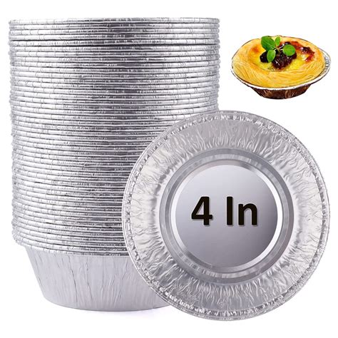 4 Inch Aluminum Foil Mini Pie Pans - 50PcsDisposable Small Pie Tins For ...