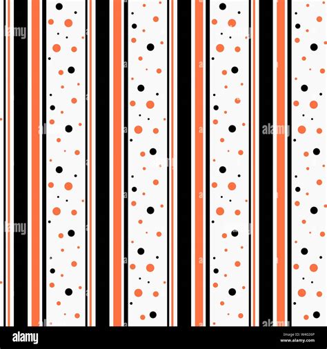 orange, black white modern polka dot and line pattern, seamless texture ...
