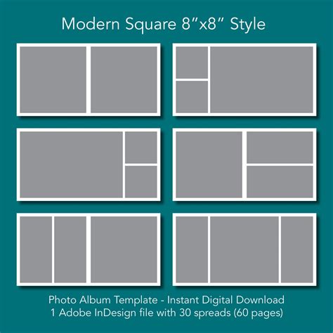 8x8 Photo Album Template - Modern Square Style - Instant Download Adobe ...