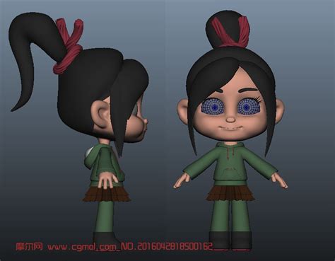 无敌破坏王中的小女孩maya模型_卡通角色模型下载-摩尔网CGMOL