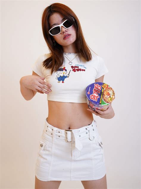 Buldak Ramen Light : Burger Bae Round Neck Crop Baby Tee For Women ...