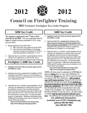 Fillable Online coft-oklahoma 2012 Tax Credit Form - Council On ...