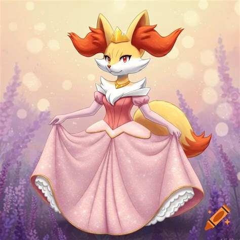 Illustration of Pokemon's Braixen character wearing a pink princess ...