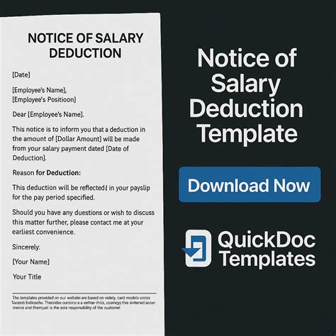 Notice of Salary Deduction Template – Editable Employee Notification ...
