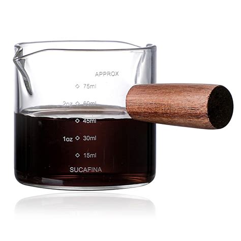Buy Beauenty Double Spouts Measuring Cup 75ml with Wooden Handle Coffee ...