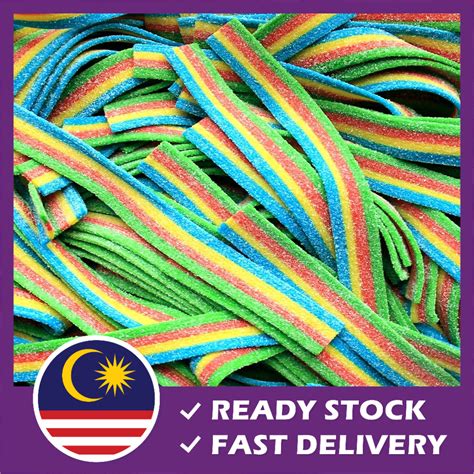 【SwtLife】Rainbow Sour Belt(100G) Sour Candy Halal Gummy Bebeto Snack ...