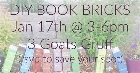 DIY Book Bricks Make and Take @ 3 Goats Gruff, 14 S Main St, Brigham ...