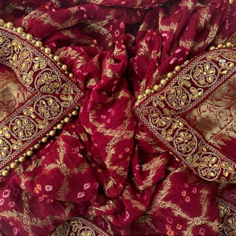 Traditional Bridal Maroon Banarsi Kundan Dupatta – anokherang