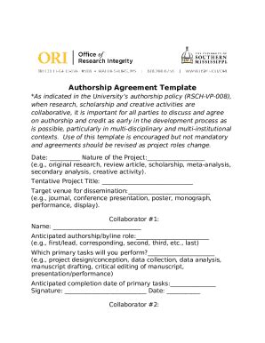 Authorship Agreement Doc Template | pdfFiller