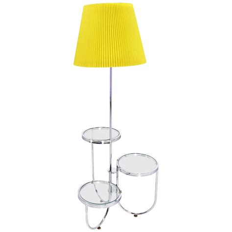 Chrome Floor Lamp with Three Circular Built-In Stand Tables For Sale at ...