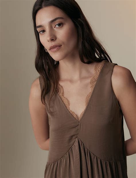 Buy Satin Lace Insert Midi Tea Dress at Marks & Spencer