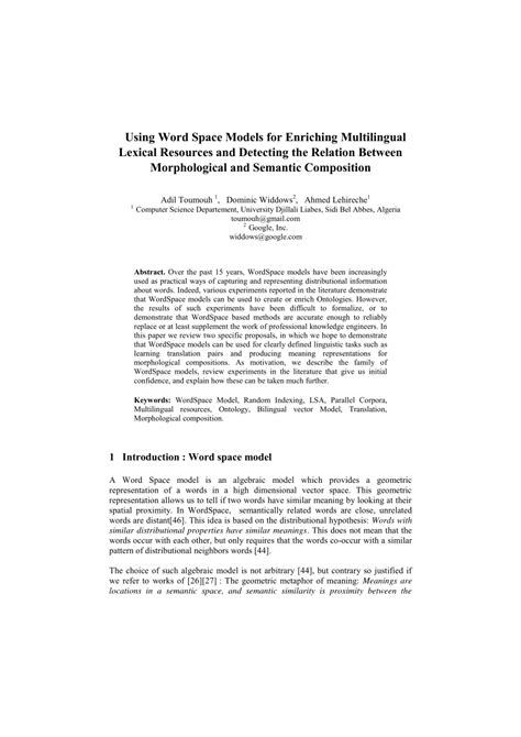 Word Space Models 的图像结果