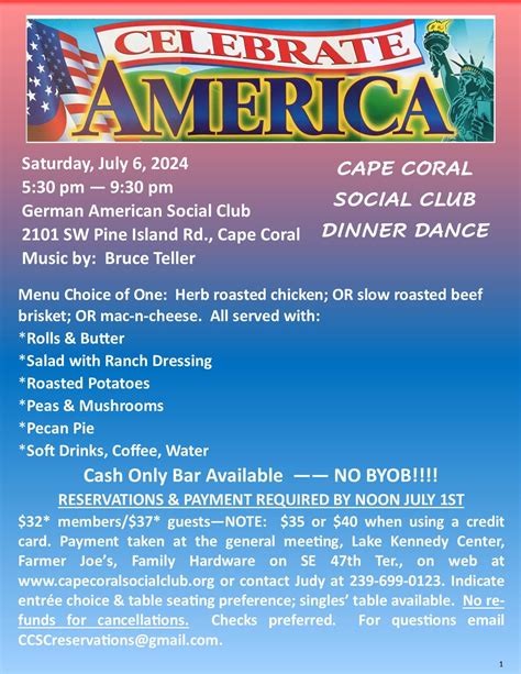 Jul 6 | Cape Coral Social Club Dinner Dance - Celebrate America | Fort ...