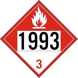 UN # 1993 Class 3 Combustible Liquid Sign | Waterproof Sticker : Amazon ...