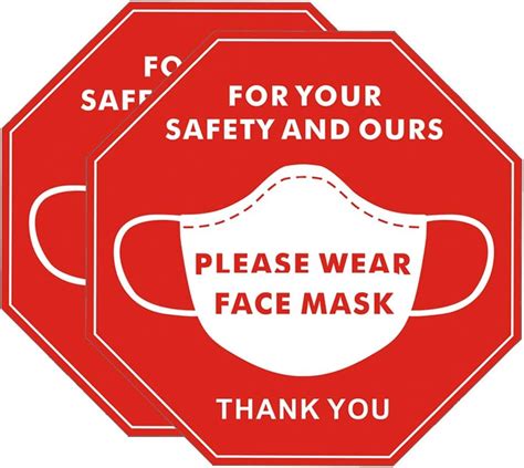Uflashmi Red and White Mask Sign Sticker for Businesses and India | Ubuy
