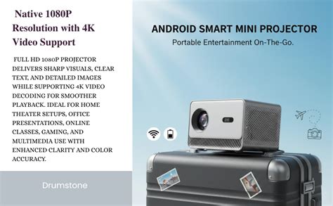 Drumstone (𝐒𝐩𝐞𝐜𝐢𝐚𝐥 𝟏𝟓 𝐘𝐞𝐚𝐫𝐬 𝐖𝐚𝐫𝐫𝐚𝐧𝐭𝐲) Android 11 Smart Mini Projector ...