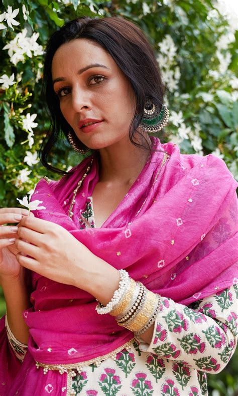 Kainaat - Rani Pink Block Printed Straight Suit Set - Set Of 3 ...