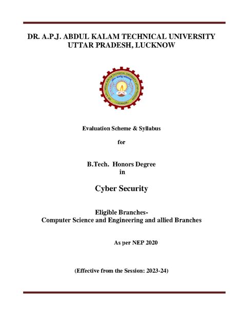 Honors CSE CSv2 - Syllabus & Evaluation Scheme for Cyber Security - Studocu