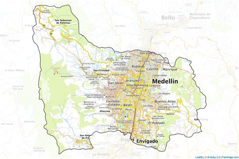 Make printable Medellín maps with border masking (cropping) using leaflet (OSM).