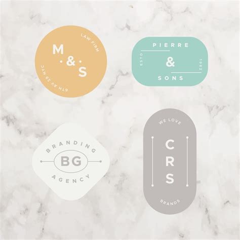 Minimal logo collection on marble background | Free Vector