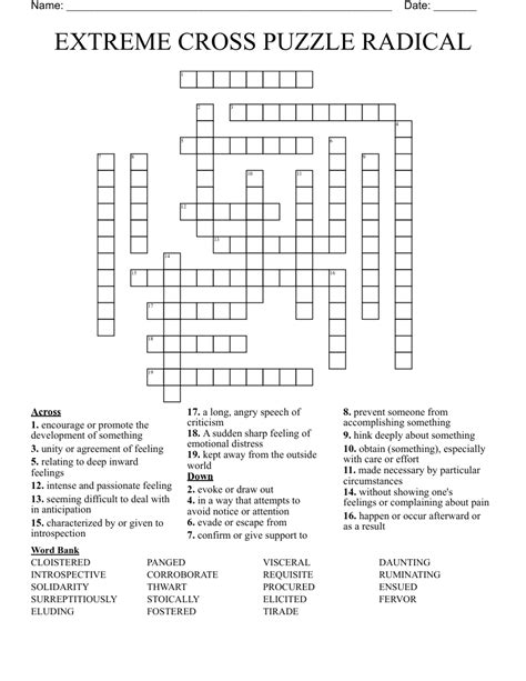 EXTREME CROSS PUZZLE RADICAL Crossword - WordMint