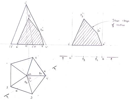 A pentagonal pyramid side of base 40 mm and axis 70 mm long is placed ...