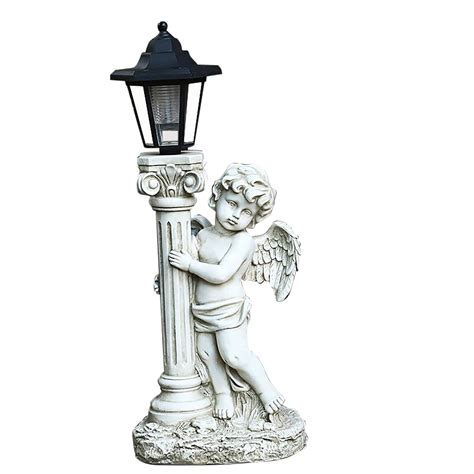 Buy nomeni Roman Pillar Angel Statue Garden Figurine Sculptures Solar ...
