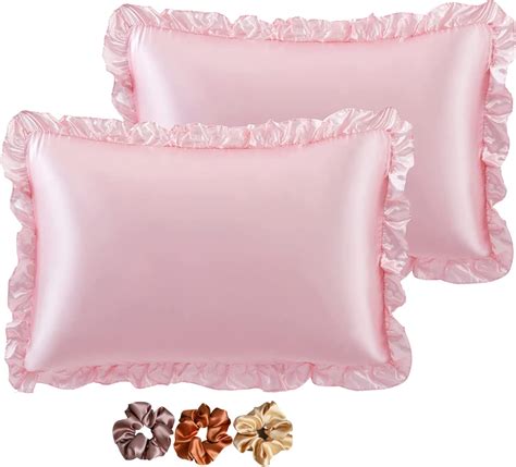 Buy Wesofy Ruffled Satin Pillow Covers for Hair and Skin| Silk Satin ...