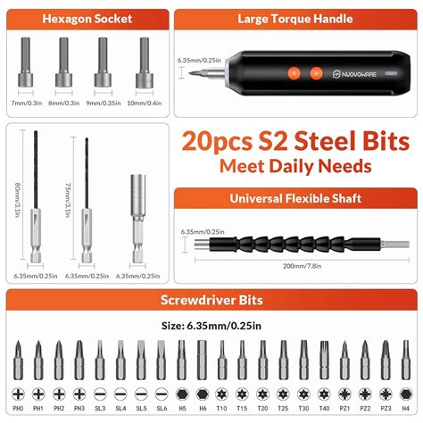 Buy Nuovoware 5V Electric Precision Screwdriver Set, Rechargable ...