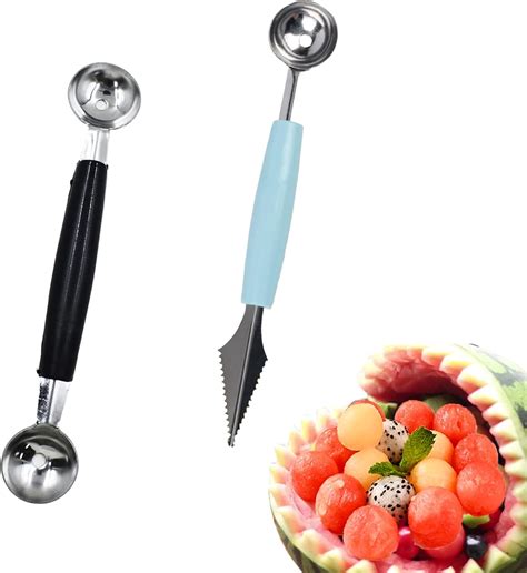 Amazon.com: 2 Pack Melon Baller Scoop Set Stainless Steel Double-headed ...