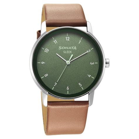 Buy Online Sonata Sleek Green Dial Analog Watch for Men - 7147sl01 | Titan